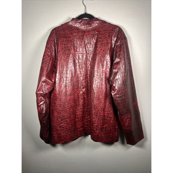 Faux Leather Crocodile Burgundy Jacket #36 - Picture 6 of 7